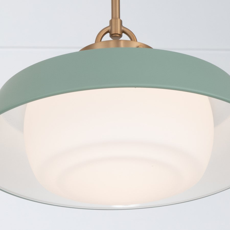 Crystorama Xander 1 Light 16" Pendant, Vibrant Gold/Green/White