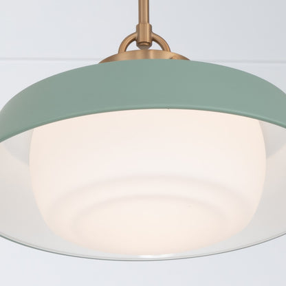 Crystorama Xander 1 Light 16" Pendant, Vibrant Gold/Green/White