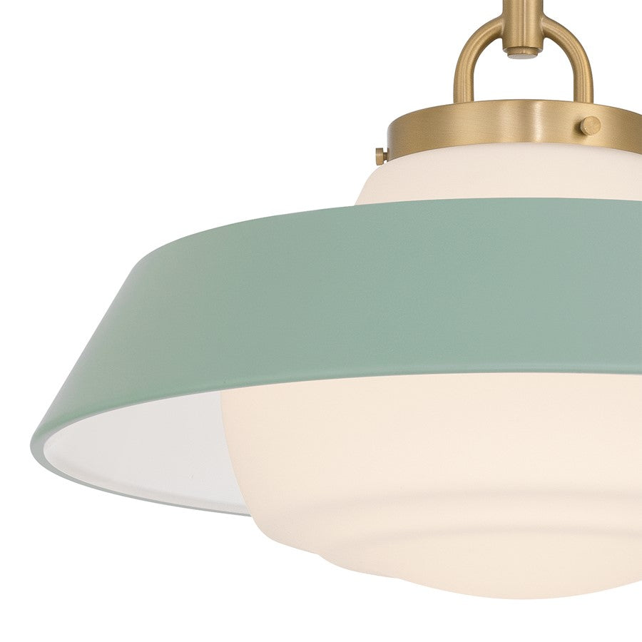 Crystorama Xander 1 Light 16" Pendant, Vibrant Gold/Green/White