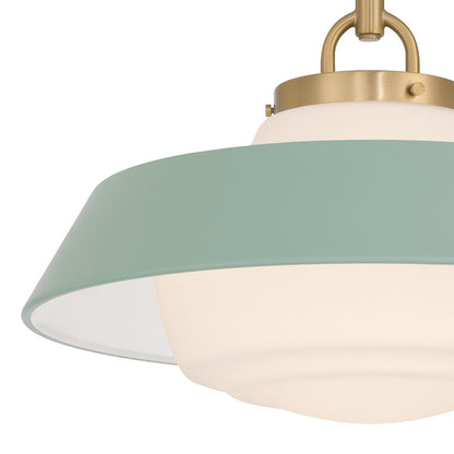 Crystorama Xander 1 Light 16" Pendant, Vibrant Gold/Green/White