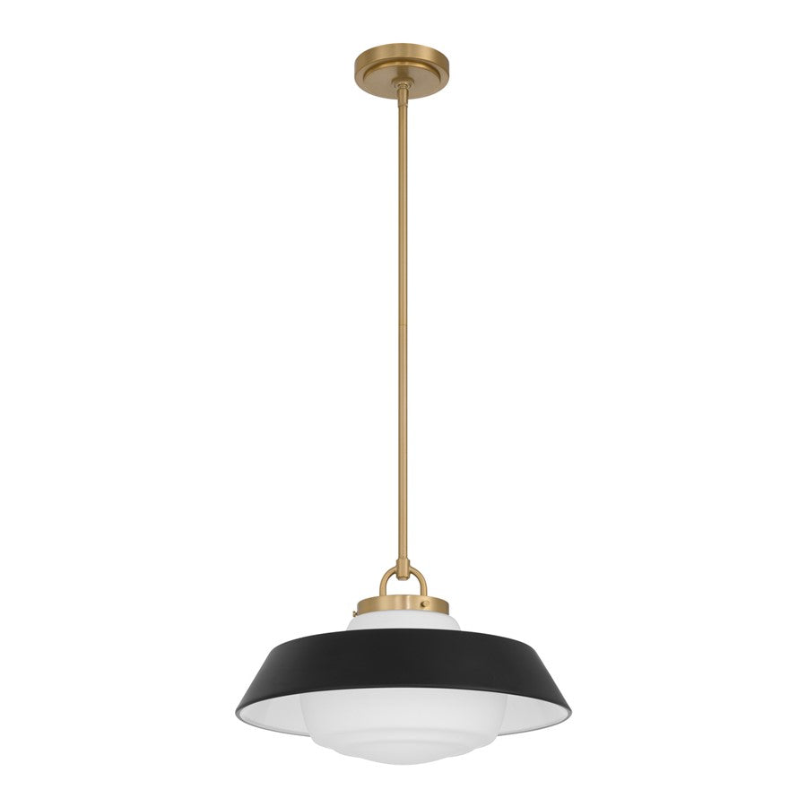 Crystorama Xander 1 Light 16" Pendant, Vibrant Gold/Black/White