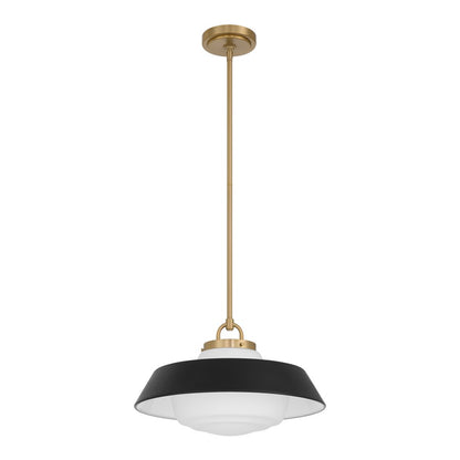 Crystorama Xander 1 Light 16" Pendant, Vibrant Gold/Black/White