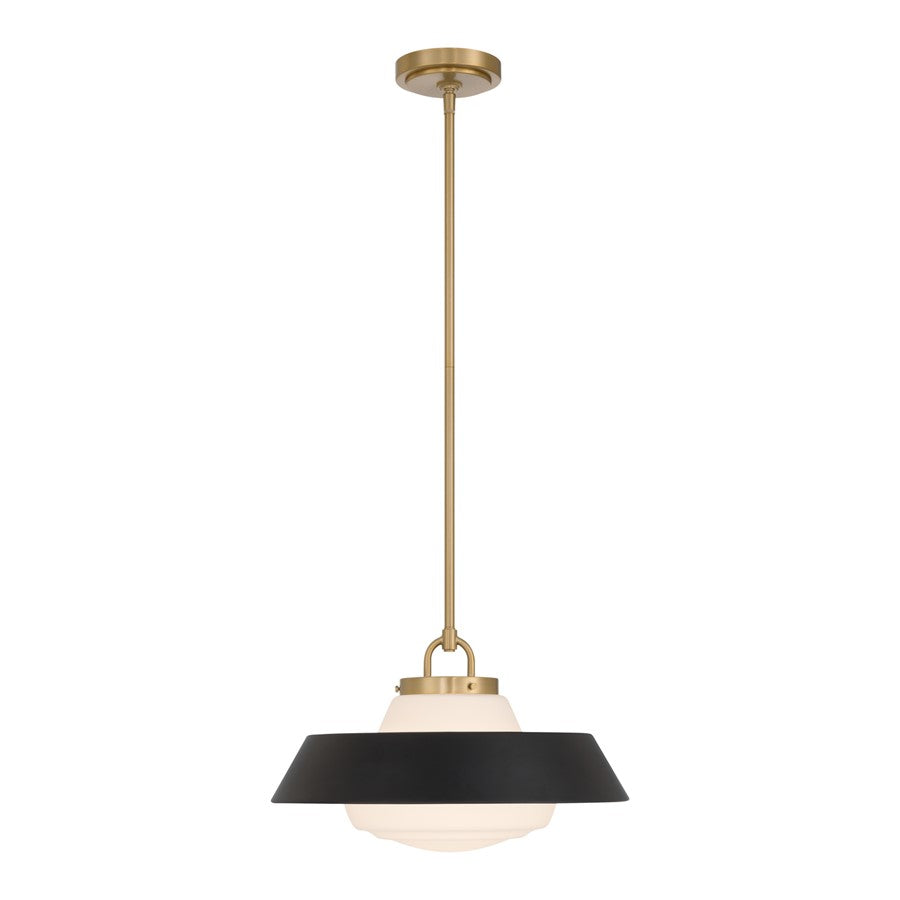 Crystorama Xander 1 Light 16" Pendant, Vibrant Gold/Black/White