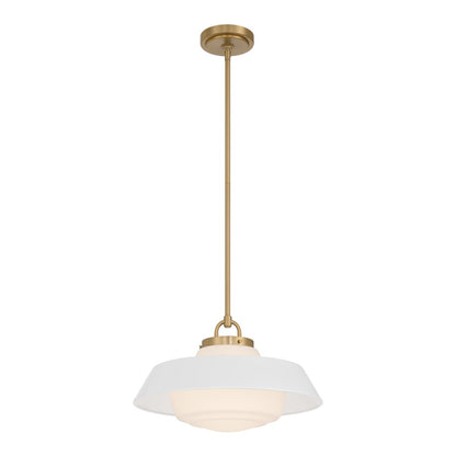 Crystorama Xander 1 Light 16" Pendant, Vibrant Gold/White - XAN-8006-VG-WH