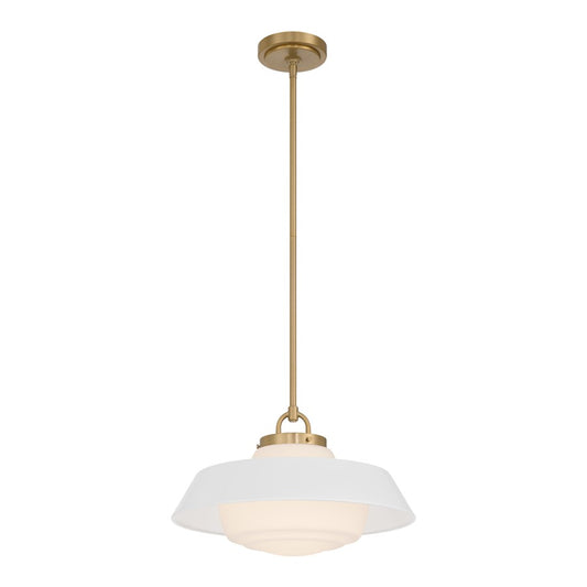 Crystorama Xander 1 Light 16" Pendant, Vibrant Gold/White - XAN-8006-VG-WH