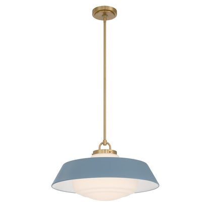 Crystorama Xander 3 Light 20" Pendant, Vibrant Gold/Blue/White - XAN-8009-VG-BL