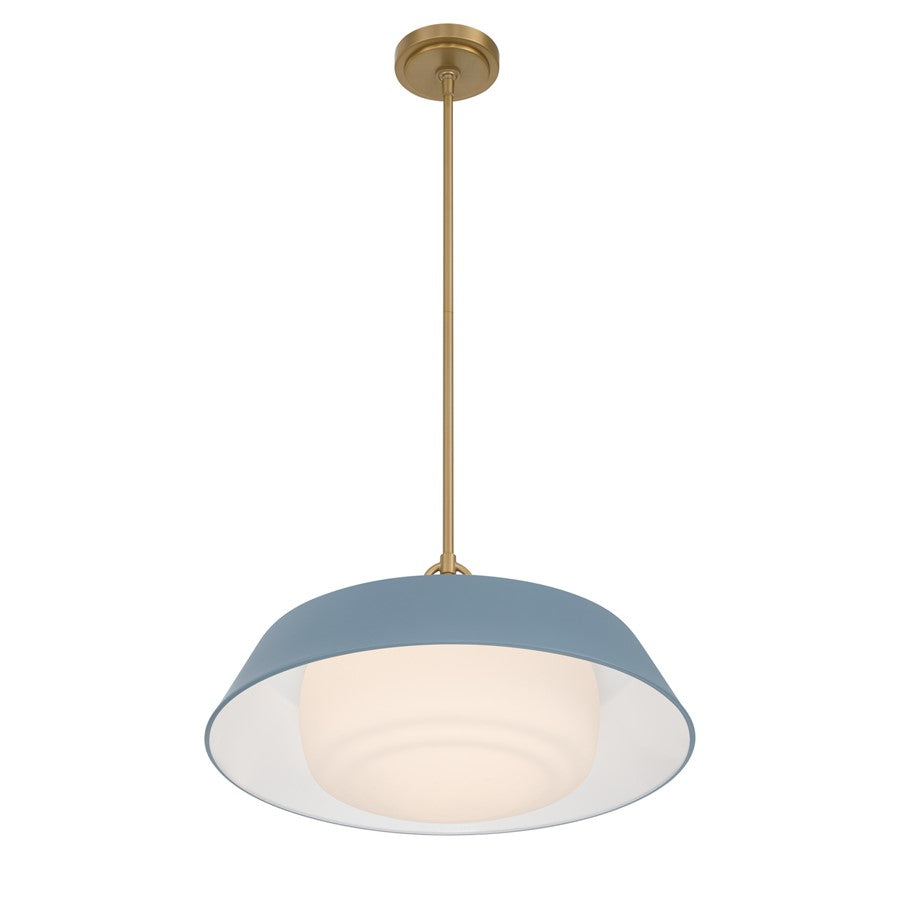 Crystorama Xander 3 Light 20" Pendant, Vibrant Gold/Blue/White