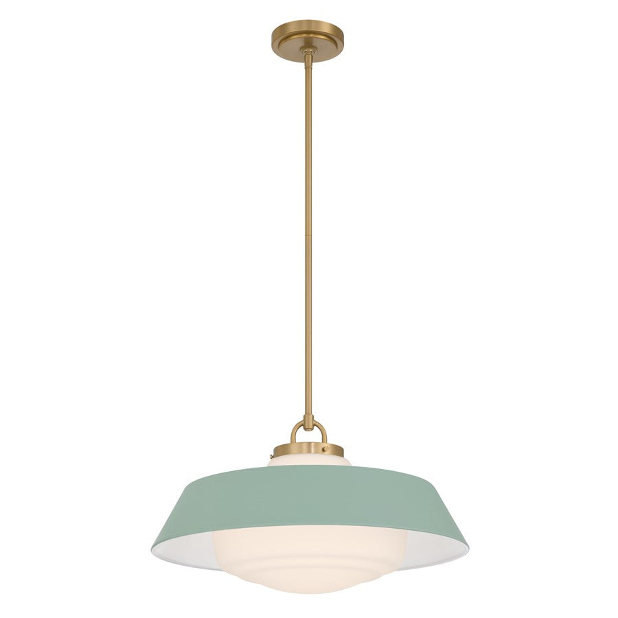 Crystorama Xander 3 Light 20" Pendant, Vibrant Gold/Green/White - XAN-8009-VG-GR
