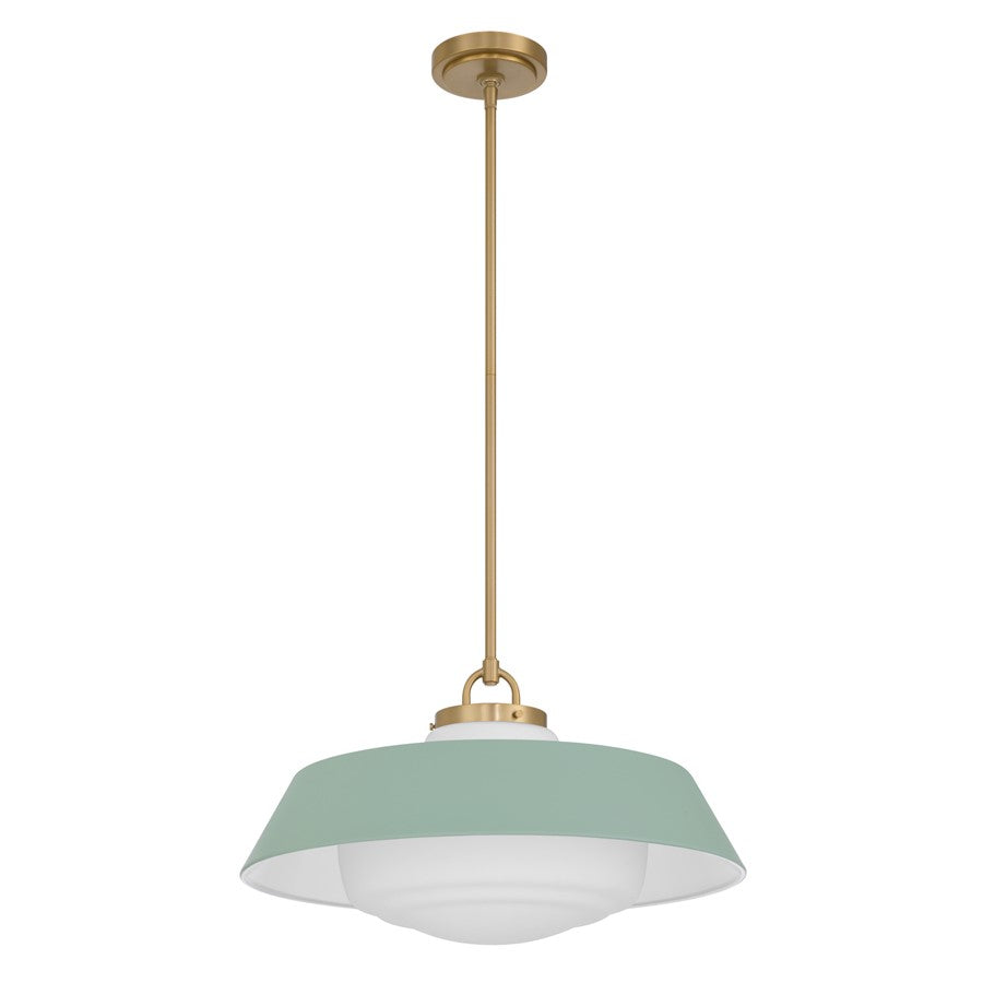 Crystorama Xander 3 Light 20" Pendant, Vibrant Gold/Green/White