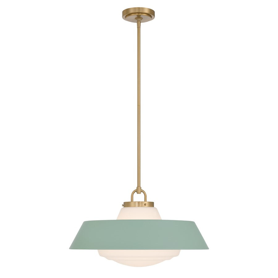 Crystorama Xander 3 Light 20" Pendant, Vibrant Gold/Green/White