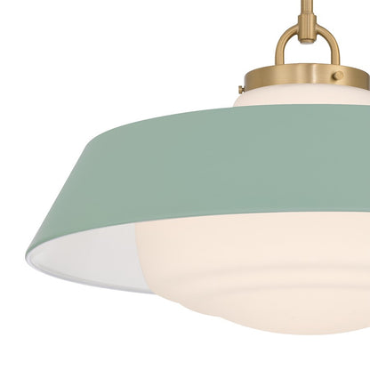 Crystorama Xander 3 Light 20" Pendant, Vibrant Gold/Green/White