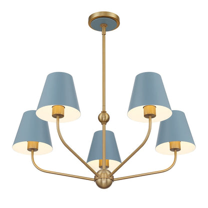 Crystorama Xavier 5Lt Chandelier, Vibrant Gold/Blue/Blue/White