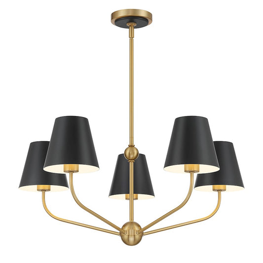 Crystorama Xavier 5Lt Chandelier, Vibrant Gold/Black/White - XAV-B9315-VG-MK
