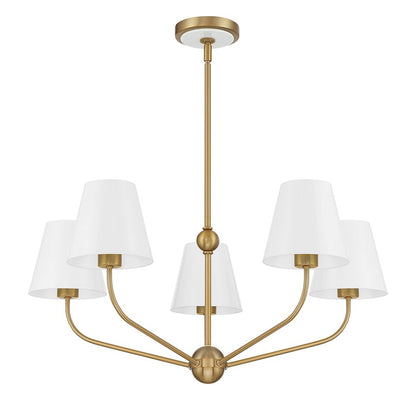 Crystorama Xavier 5 Light Chandelier, Vibrant Gold/White/White