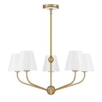 Crystorama Xavier 5 Light Chandelier, Vibrant Gold/White/White