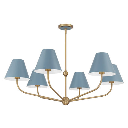 Crystorama Xavier 6Lt 40" Chandelier, Gold/Blue/Blue/White