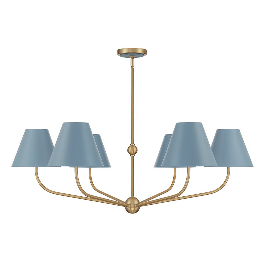 Crystorama Xavier 6Lt 40" Chandelier, Gold/Blue/Blue/White