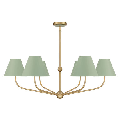 Crystorama Xavier 6Lt 40" Chandelier, Vibrant Gold/Green/White
