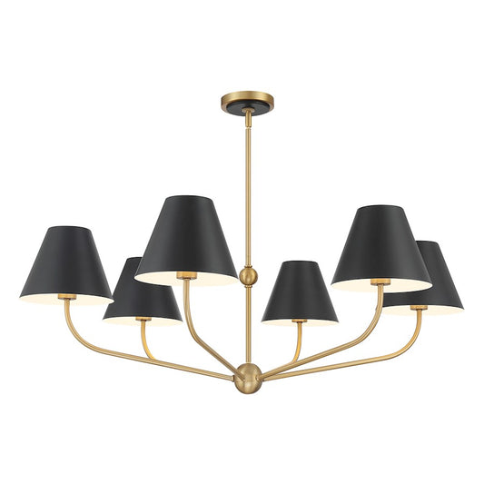 Crystorama Xavier 6Lt 40" Chandelier, Vibrant Gold/Black/White - XAV-B9316-VG-MK