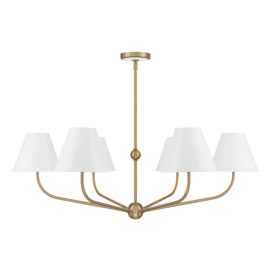 Crystorama Xavier 6 Light 40" Chandelier, Gold/White/White