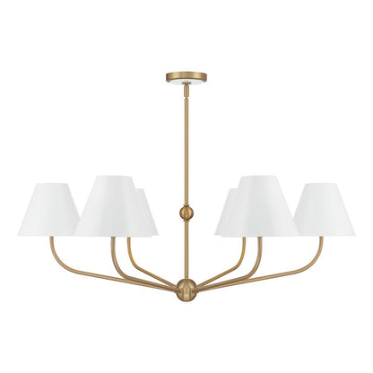 Crystorama Xavier 6 Light 40" Chandelier, Gold/White/White