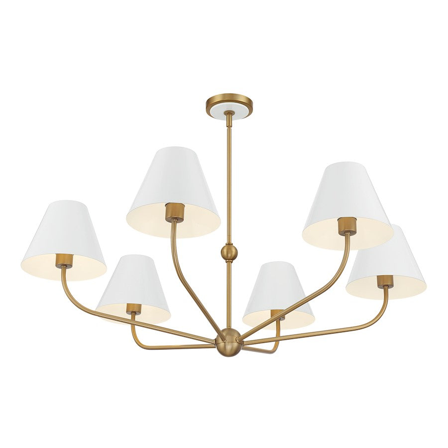 Crystorama Xavier 6 Light 40" Chandelier, Gold/White/White
