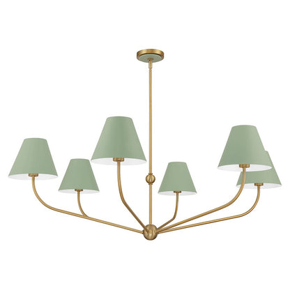 Crystorama Xavier 6Lt 48" Chandelier, Vibrant Gold/Green/White