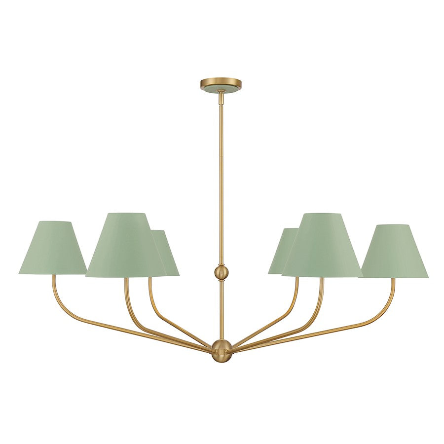 Crystorama Xavier 6Lt 48" Chandelier, Vibrant Gold/Green/White