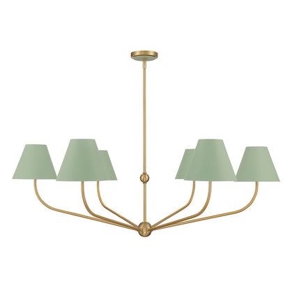 Crystorama Xavier 6Lt 48" Chandelier, Vibrant Gold/Green/White