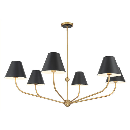 Crystorama Xavier 6Lt 48" Chandelier, Vibrant Gold/Black/White - XAV-B9319-VG-MK