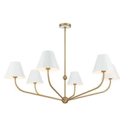 Crystorama Xavier 6 Light 48" Chandelier, Gold/White/White - XAV-B9319-VG-WH