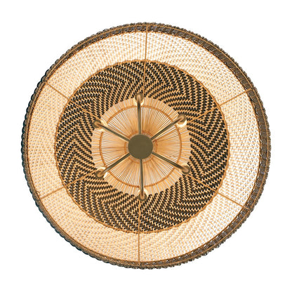 Crystorama Zanzibar 6 Light Pendant, Soft Gold/Rattan/Black