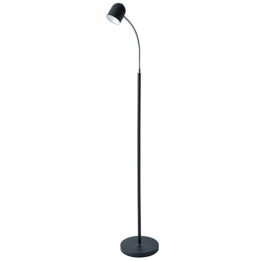 Dainolite 53in LED Floor Lamp | Satin Black Metal with Polished Chrome Accents | Living Room & Reading Nook | 400 Lumens, 3000K | Model 123LEDF-BK