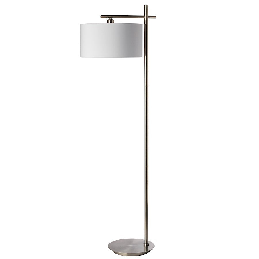 Dainolite 131F-SC 1-Light Floor Lamp | Satin Chrome and White Linen Shade | Living Room & Bedroom Reading Light | 62 in H, Dimmable | Model 131F-SC