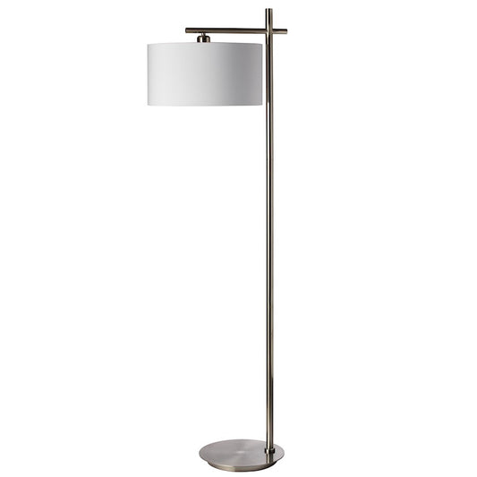 Dainolite 131F-SC 1-Light Floor Lamp | Satin Chrome and White Linen Shade | Living Room & Bedroom Reading Light | 62 in H, Dimmable | Model 131F-SC