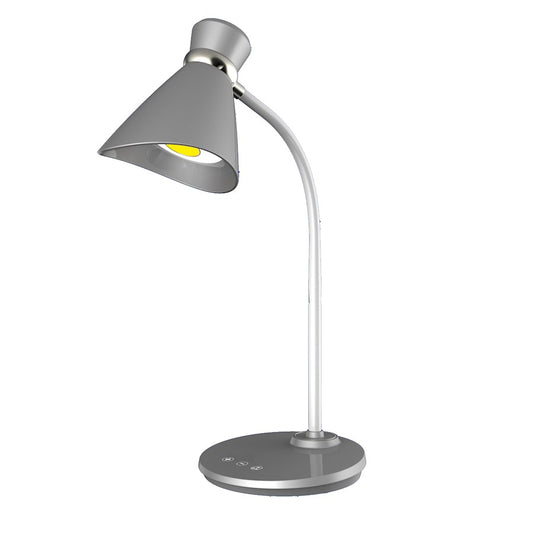 Dainolite 132LEDT-SV 6W LED Desk Lamp | Silver Plastic, Adjustable Gooseneck | Home Office & Study Task Light | 16 in H, 350 | Model 132LEDT-SV