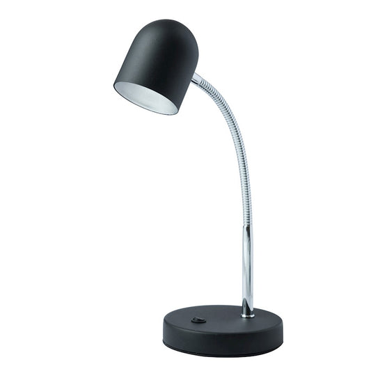 Dainolite 134LEDT 5in 1-Light LED Table Lamp | Satin Black and Polished Chrome Metal | Desk & Office Accent | 5 x 5 x 14 in | Model 134LEDT-BK