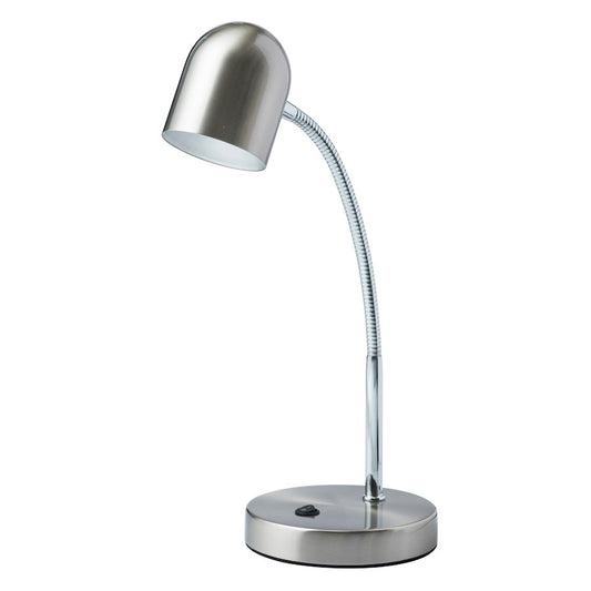 Dainolite 134LEDT 5in 1-Light LED Table Lamp | Satin Chrome and Polished Chrome Metal | Desk & Office Accent | 5 x 5 x 14 in | Model 134LEDT-SC