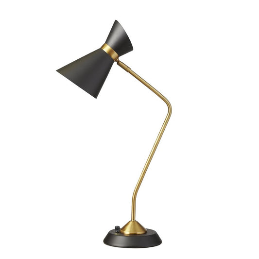 Dainolite 1679T 14in 1-Light Table Lamp | Matte Black and Vintage Bronze Steel & Aluminum | Living Room & Bedroom Accent | Model 1679T-BK-VB