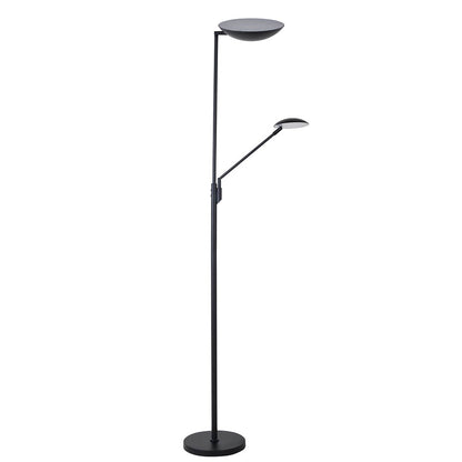 Dainolite Mother & Son 72in 3+1-Light LED Floor Lamp | Black and Polished Chrome Metal | Living Room & Bedroom Reading | Model 170LEDF-BK