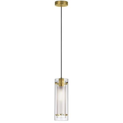 Dainolite Pasha 1-Light Pendant | Aged Brass and Clear/Frosted Glass | Kitchen Island & Dining Room | 5 x 5 x 20 in | Model 22152-CF-AGB
