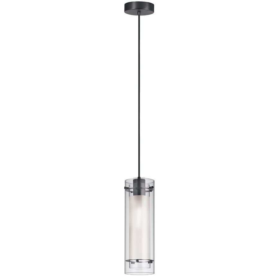 Dainolite Pasha 5in 1-Light Pendant | Modern Matte Black and Clear Frosted Glass | Kitchen Island | 5 x 5 x 20 in | Model 22152-CF-MB