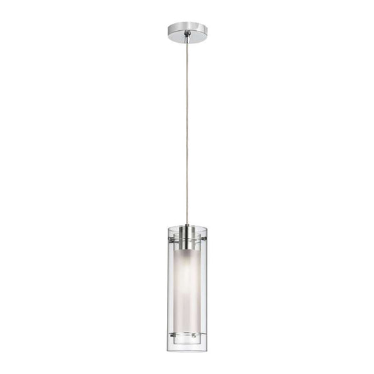 Dainolite Pasha 5in 1-Light Pendant | Modern Polished Chrome and Clear Frosted Glass | Kitchen Island | 5 x 5 x 15 in | Model 22152-CF-PC
