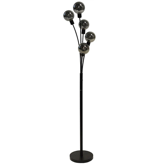 Dainolite 306F 70in 5-Light Floor Lamp | Black Metal and Smoked Glass | Living Room & Bedroom Ambient Light | 12.5 x 12.5 x 70.5 in | Model 306F-BK