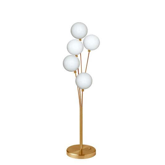 Dainolite 306T 28in 5-Light Table Lamp | Aged Brass Metal and White Glass | Living Room & Bedroom Ambient Light | 10 x 10 x 28.5 in | Model 306T-AGB