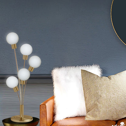 Dainolite 306T 28in 5-Light Table Lamp | Aged Brass Metal and White Glass | Living Room & Bedroom Ambient Light | 10 x 10 x 28.5 in | Model 306T-AGB
