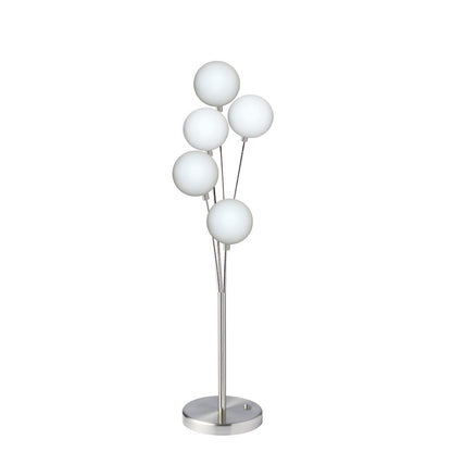 Dainolite 306T-SC 5-Light Table Lamp | Satin Chrome and White Glass | Living Room & Bedroom Ambient Light | 10 x 10 x 28.5 in | Model 306T-SC