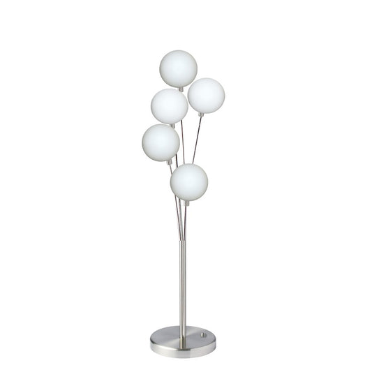 Dainolite 306T-SC 5-Light Table Lamp | Satin Chrome and White Glass | Living Room & Bedroom Ambient Light | 10 x 10 x 28.5 in | Model 306T-SC