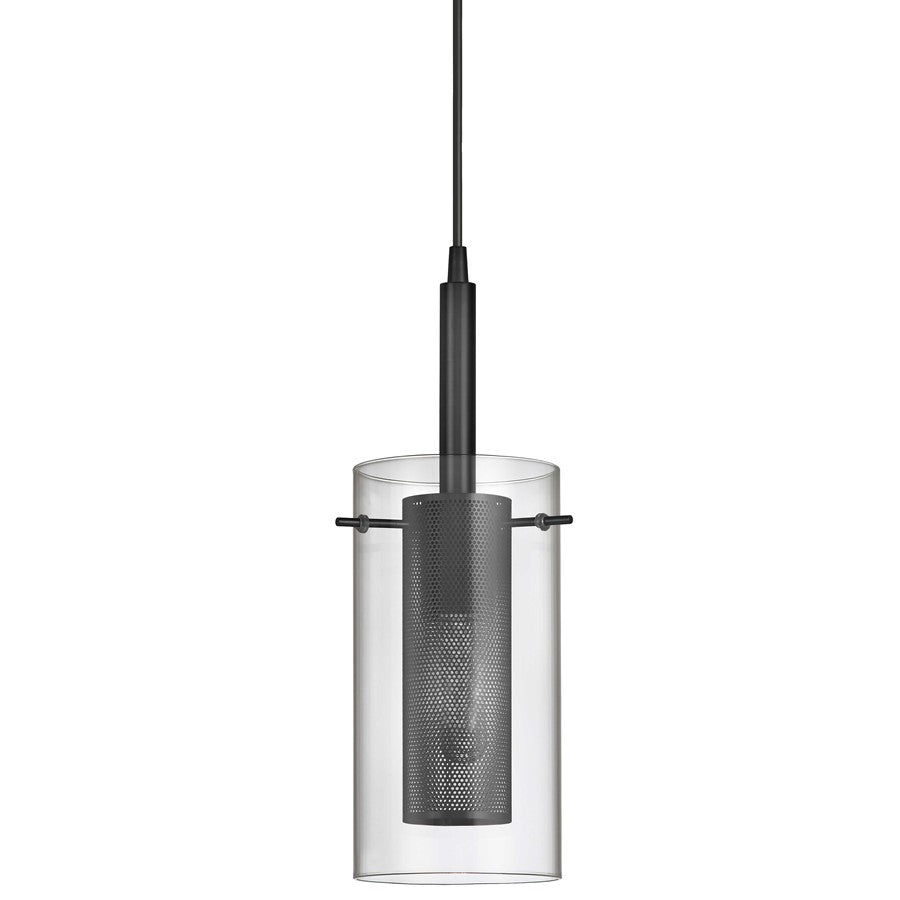 Dainolite Percy 30961-CM-MB 1-Light Pendant | Modern Matte Black and Clear Glass | Kitchen Island & Dining Room | Model 30961-CM-MB