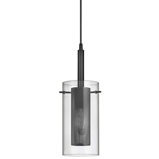 Dainolite Percy 30961-CM-MB 1-Light Pendant | Modern Matte Black and Clear Glass | Kitchen Island & Dining Room | Model 30961-CM-MB